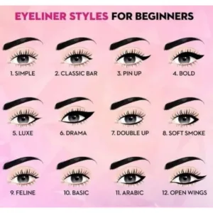 Guide des 12 styles d'eyeliner pour débutants, de Simple à Arabic, pour varier les looks.