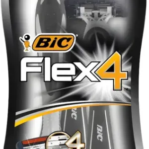 Paquet de trois rasoirs pour hommes BIC Flex 4, avec quatre lames flexibles pour un rasage de plus près.