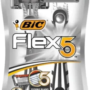 Paquet de deux rasoirs BIC Flex 5 pour hommes, avec 5 lames flexibles pour un rasage de près.