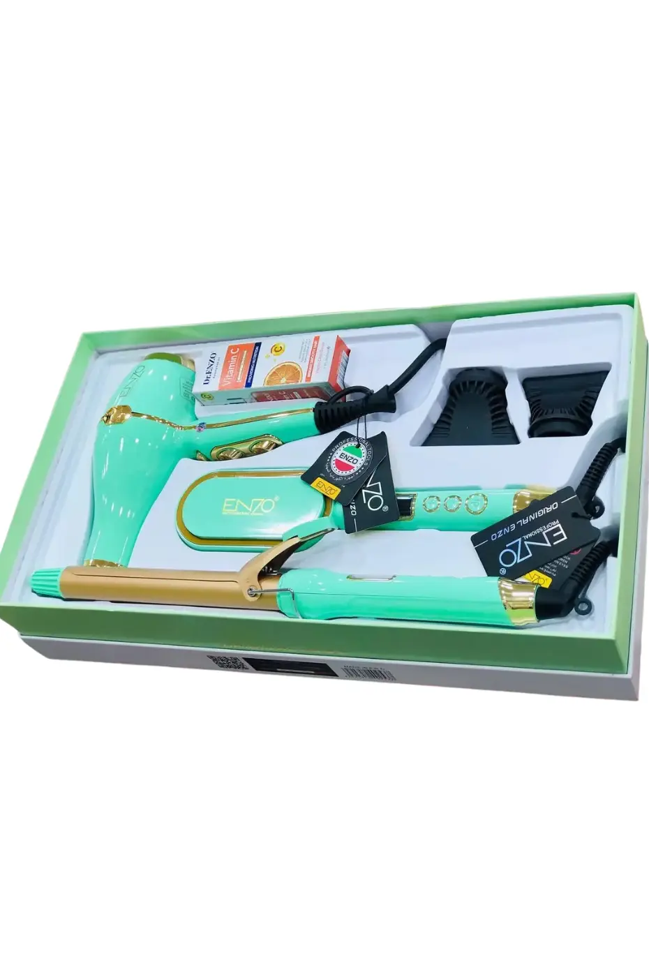 ENZO-PRO-Pack-3-en-1-(séchoir + brosse lissante + Boucleur)-2