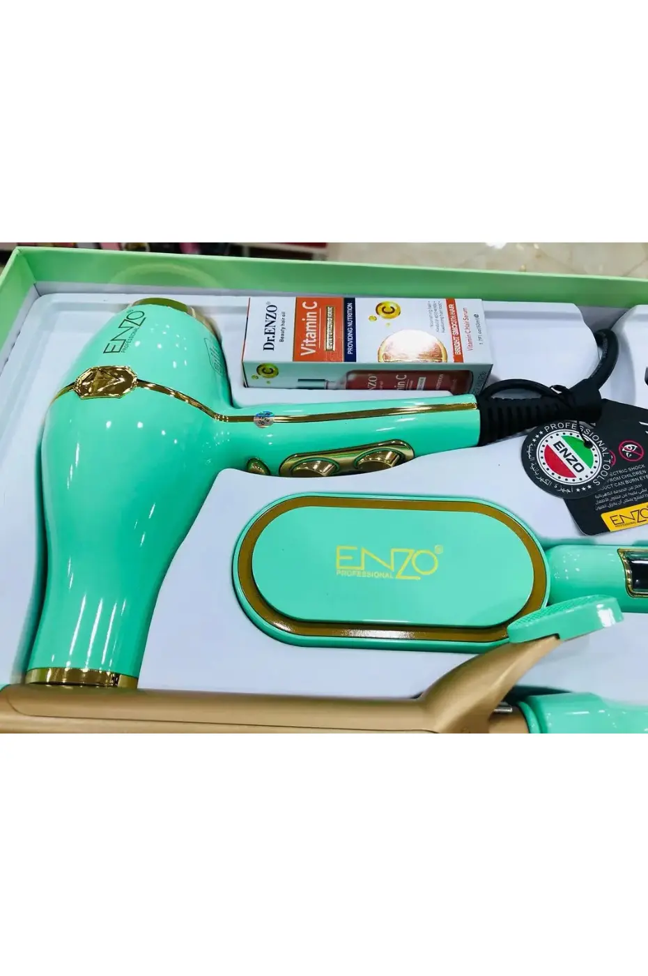 ENZO-PRO-Pack-3-en-1-(séchoir + brosse lissante + Boucleur)-4