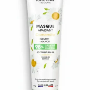 Un tube de masque visage apaisant Evoluderm à la camomille de 150g, sur un fond blanc.
