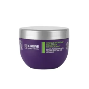 Masque hydratant réparateur K-REINE Professionnel (pot violet, couvercle argenté) pour cheveux secs et abîmés