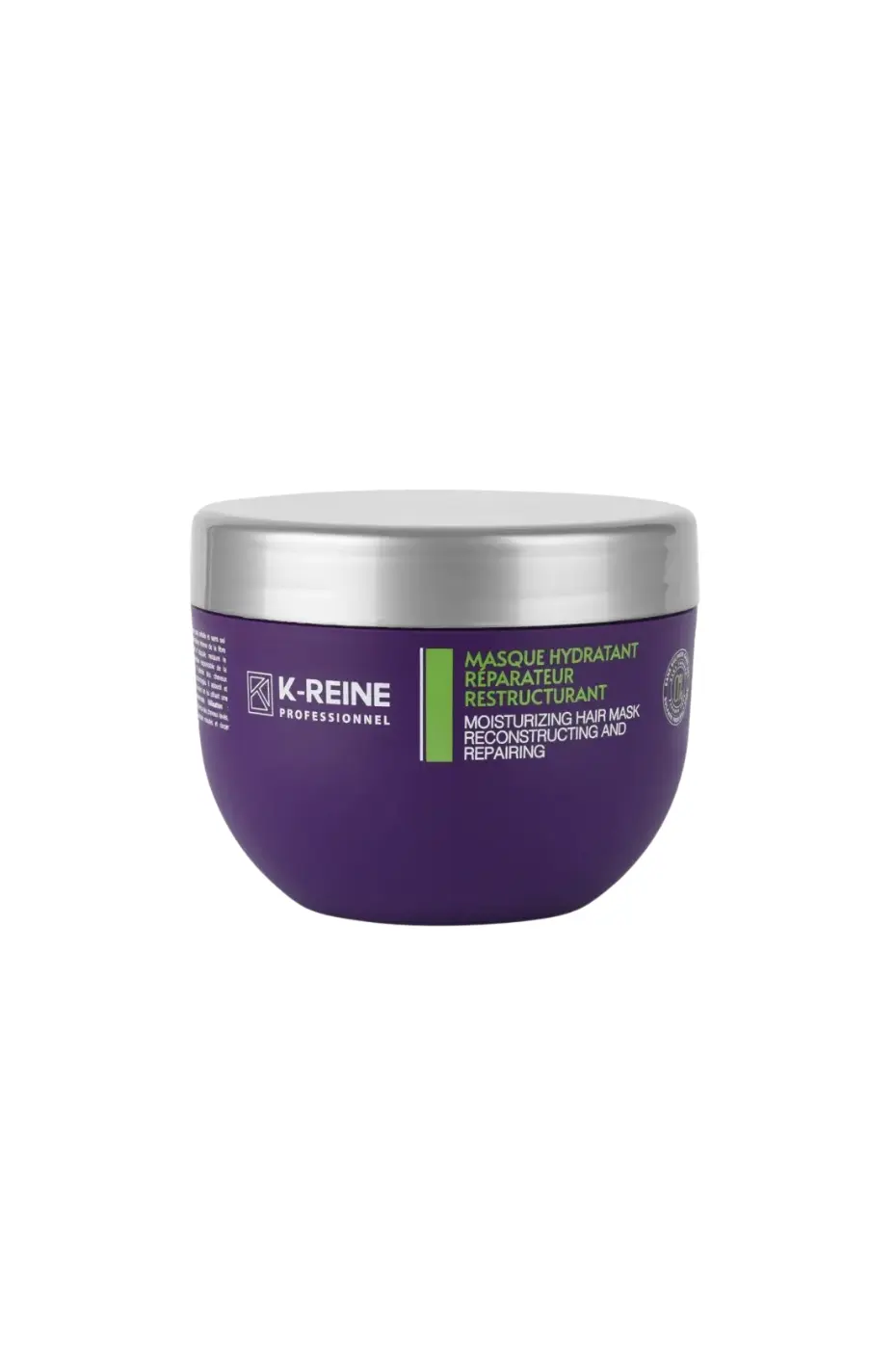 Masque Hydratant Réparateur K-REINE (3 bienfaits en 1) Masque hydratant réparateur K-REINE Professionnel (pot violet, couvercle argenté) pour cheveux secs et abîmés