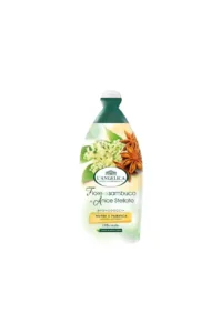 Bouteille de Gel Bain & Douche L'Angelica Officinalis Sureau & Anis Étoilé 500ml, sur fond blanc.