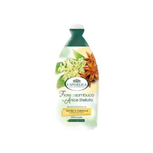 Bouteille de Gel Bain & Douche L'Angelica Officinalis Sureau & Anis Étoilé 500ml, sur fond blanc.