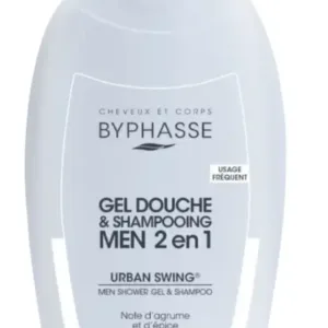 Bouteille Byphasse Men Urban Swing 2‑en‑1 600 ml, gel douche et shampoing, parfum agrumes et épices