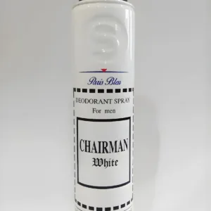 Aérosol blanc Chairman White 200 ml pour homme, parfum longue durée, fraîcheur intense 48h, protection anti‑traces continue.