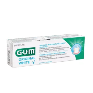 Boîte de dentifrice GUM Original White 75 ml, doux pour l’émail et les gencives.