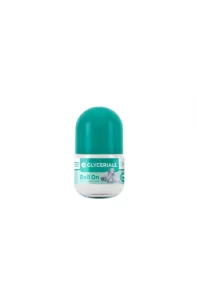 Déodorant roll-on Glyceriall 48H, capuchon turquoise, flacon transparent, pierre d’alun, protection fraîcheur longue durée