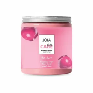 Pot de gommage corporel Joia Pomme d'Amour 250ml, une senteur fruitée pour une peau douce et soyeuse.