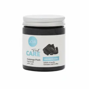 Pot de gommage pour les pieds Joia Charbon Noir 250ml, un soin purifiant pour des pieds doux et sains.