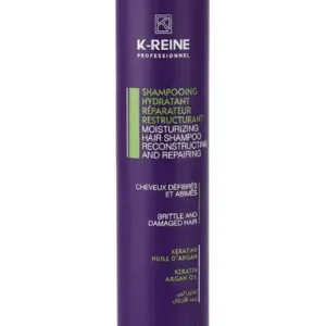 Bouteille violette K‑Reine 270 ml, shampooing hydratant réparateur restructurant à la kératine et huile d’argan