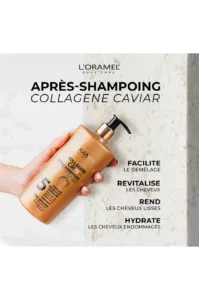 Après-shampoing L’ORAMEL Collagène Caviar 500 ml – soin réparateur, nourrissant et sans sulfate pour cheveux abîmés