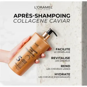 Après-shampoing L’ORAMEL Collagène Caviar 500 ml – soin réparateur, nourrissant et sans sulfate pour cheveux abîmés