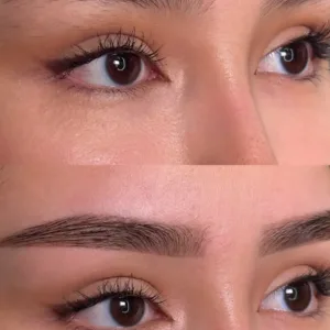 Comparatif de sourcils au naturel et redessinés avec précision pour inspirer une mise en beauté harmonieuse.