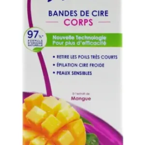 Emballage de bandes de cire Nair à la mangue pour le corps, avec 20 bandes et 2 lingettes.