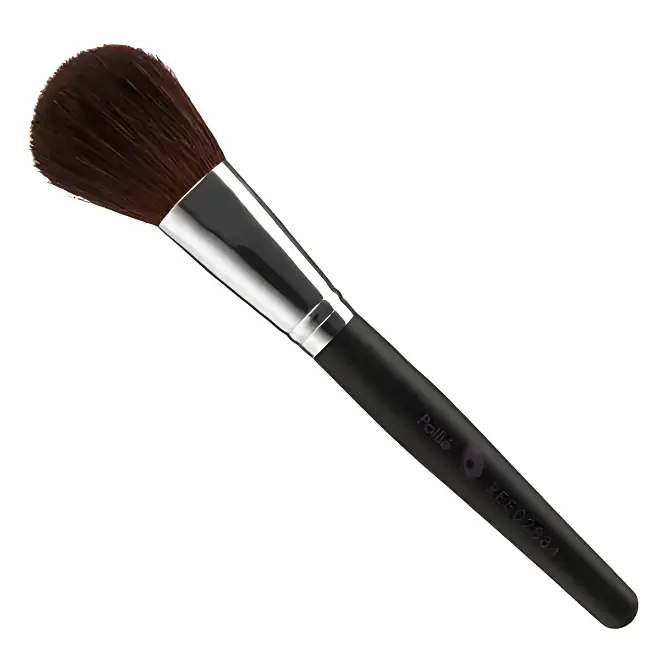 Pinceau Maquillage Pollie (02884) Pinceau professionnel Pollie Réf. 02884 pour le maquillage, avec des poils naturels marron, un manche noir ergonomique et une virole argentée.