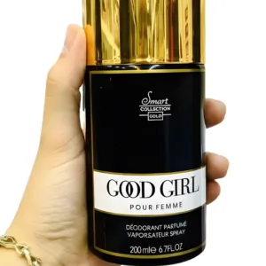 Smart Collection Good Girl Déodorant parfumé 200 ml, vaporisateur spray élégant noir et or, fraîcheur féminine