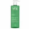 Bouteille verte SVR Spirial Déo-Douche 24h, pompe blanche, gel lavant déodorant intense fraîcheur 400 ml