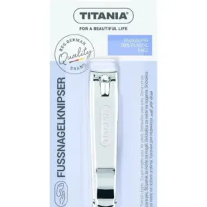 Coupe-ongles TITANIA 10522 B chromé, 8 cm, lames concaves ultra-tranchantes, levier pliable.