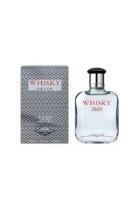 Flacon d'eau de toilette Whisky Silver 100ml et son coffret gris, disponible sur la parfumerie en ligne Masha.tn.
