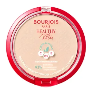 Poudre BOURJOIS PARIS HEALTHY MIX Clean & Vegan N°1 Ivory. Formule Éclat Naturel, 93% d'ingrédients d'origine naturelle, enrichie en Vitamines C, B5, E.