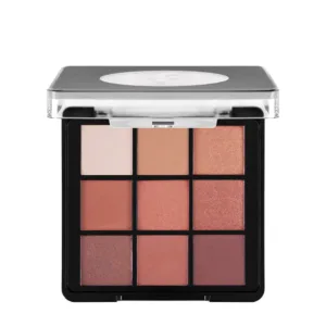 Palette de fards à paupières Flormar New N°003 ouverte, présentant 9 godets dans des tons rosés, cuivrés, mats et irisés.