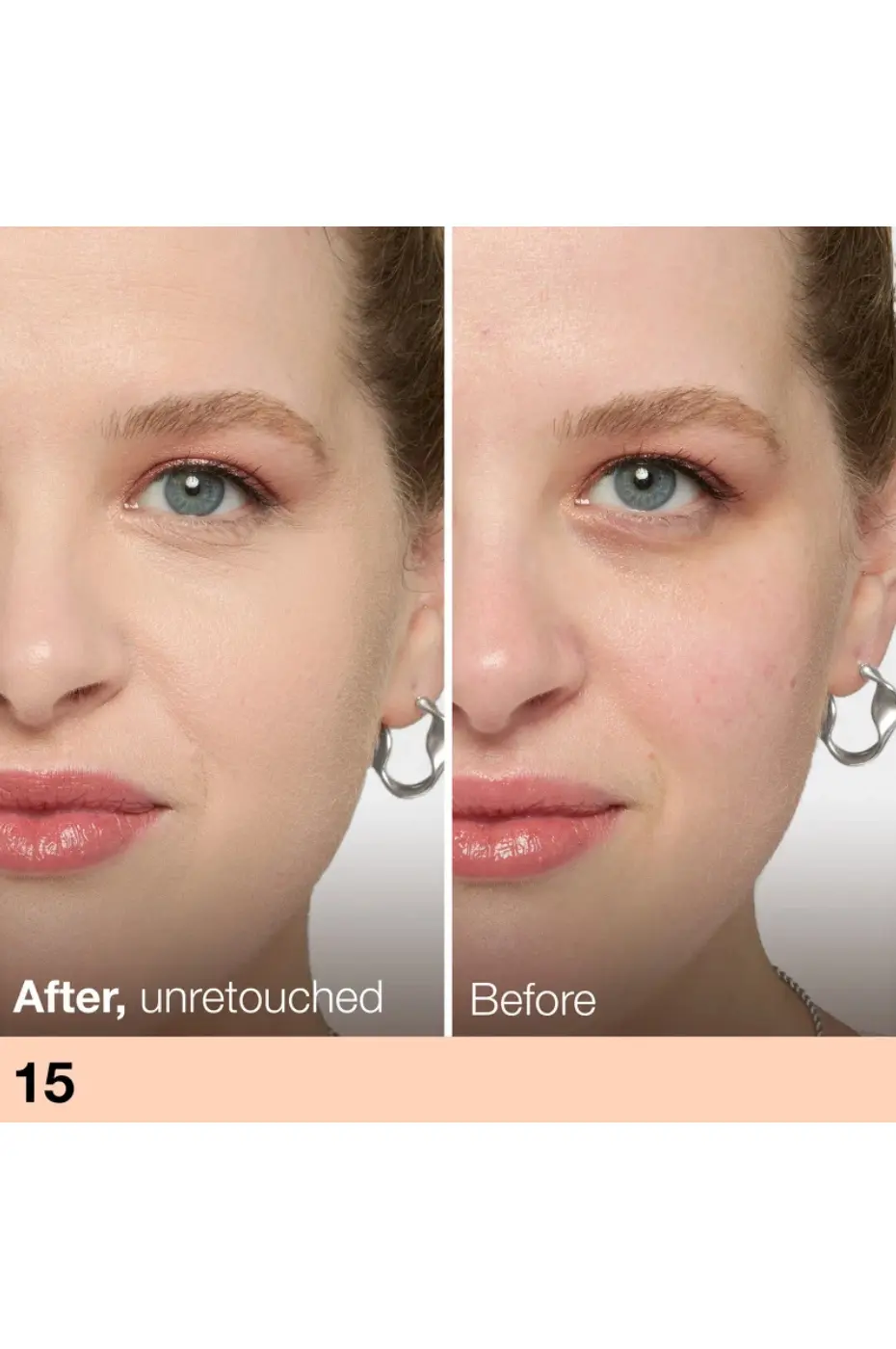 Résultat réel : Fit Me Concealer n°15 (Après non retouché) Photo Avant/Après non retouchée du correcteur Maybelline Fit Me n°15. La peau paraît plus lisse et les cernes sont camouflés.