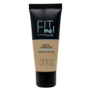 MAYBELLINE FIT ME FDT MATTE N°312 30ML. Fond de teint matifiant et minimiseur de pores pour peaux normales à grasses.