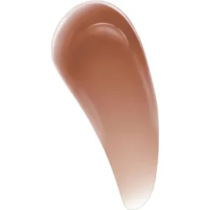 Un swatch crémeux et brillant de gloss à lèvres couleur nude-caramel sur fond blanc.
