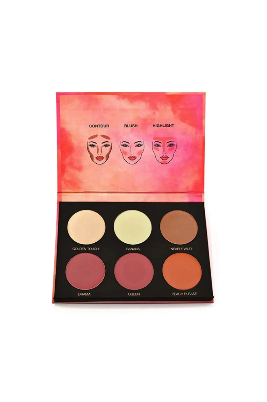 Yves Morel : Contenu Palette Face « Go Wild » (6 teintes) Intérieur de la palette Yves Morel MORPHE FACE "Go Wild" avec 6 poudres : 3 pour le teint (Highlight, Banana, Contour) et 3 Blush.