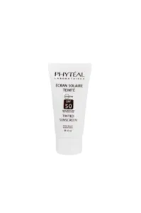 PHYTEAL Laboratoires Écran Solaire Teinté SPF 50. Haute protection UVA/UVB, teinte Beige Éclat, 50 ml, pour peaux sensibles.