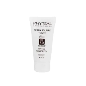PHYTEAL Laboratoires Écran Solaire Teinté SPF 50. Haute protection UVA/UVB, teinte Beige Éclat, 50 ml, pour peaux sensibles.