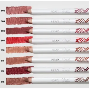 Échantillons des crayons à lèvres HEAN Sensual Lip Liner, dont la teinte N°506, un brun-rouge profond et sophistiqué.