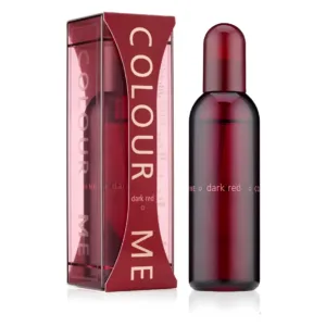Flacon et emballage du parfum Colour Me Dark Red unisexe. Eau de Parfum rouge profond 100ml. Senteur intense et moderne.