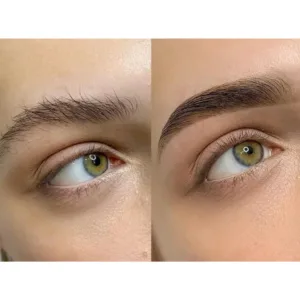 Comparaison Avant/Après application du gel à sourcils Hean Brow Architect. Effet structuré, discipliné et rehaussé.