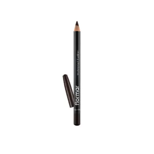 Crayon Eyeliner Waterproof Flormar de couleur marron foncé (N°107) avec son capuchon à côté.