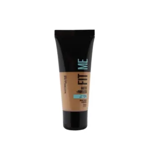 Fond de teint Maybelline New York Fit Me Matte + Poreless, teinte 220, dans son tube noir et beige, pour un teint mat et sans pores.