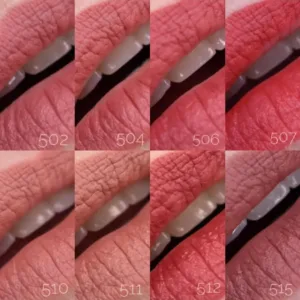 Zoom sur les teintes des crayons HEAN Sensual Lip Liner appliquées sur les lèvres, incluant le N°506.