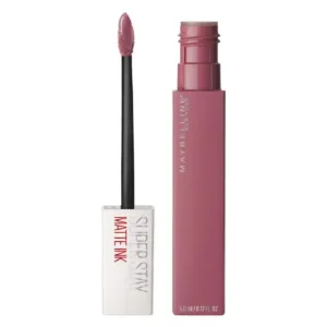 MAYBELLINE SuperStay Matte Ink 15 Lover ouvert. Rouge à lèvres liquide mat longue tenue avec applicateur flèche précis.