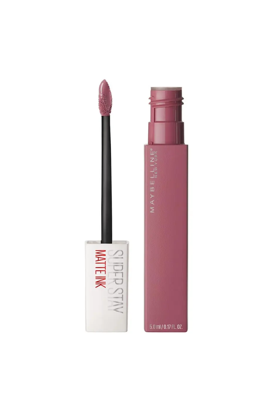 Maybelline Matte Ink N°15 Lover – Le Mat Précis 16H MAYBELLINE SuperStay Matte Ink 15 Lover ouvert. Rouge à lèvres liquide mat longue tenue avec applicateur flèche précis.