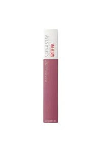 MAYBELLINE SuperStay Matte Ink 15 Lover. Rouge à lèvres liquide mat, 5ml. Couleur prune longue tenue, applicateur flèche.