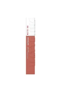 Rouge à lèvres liquide Maybelline Super Stay Matte Ink N°65 Seductress, fini mat longue tenue 16h, 5 ml, couleur nude rosé.