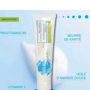 Tube de crème Milk Hydratation SPF 30 avec Provitamine B5, Vitamine E, Beurre de Karité et Huile d'Amande Douce.