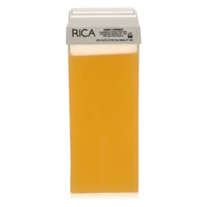 Cartouche cire roll-on Rica Miel 100ml texture jaune visible et tête d'application pour épilation