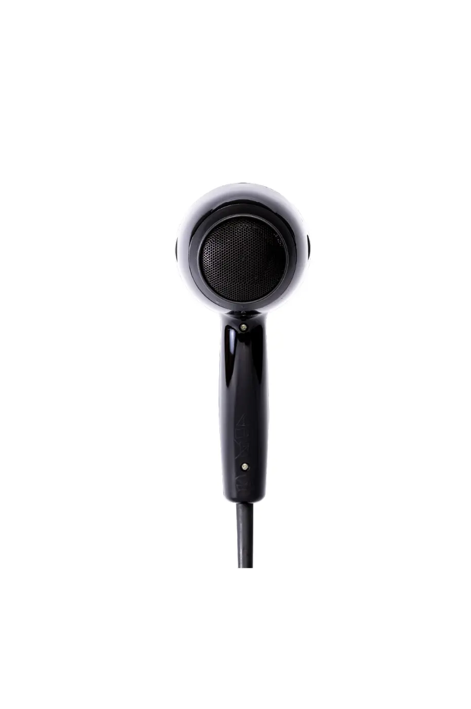 Séchoir MEGA POWER Vue arrière du sèche-cheveux professionnel noir MEGA POWER PRO 6000, montrant la grille d'aération.