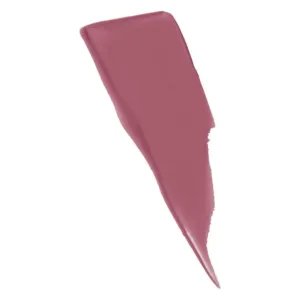 Swatch du rouge à lèvres MAYBELLINE SuperStay Matte Ink N°15 Lover. Échantillon de couleur rose-prune mat intense.