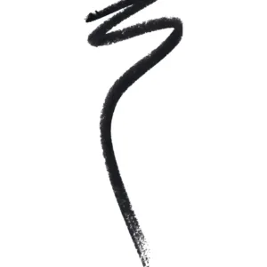 Swatch de l'eyeliner noir Maybelline Colossal Kajal Extra Black. Trait épais et sinueux montrant la pigmentation intense.