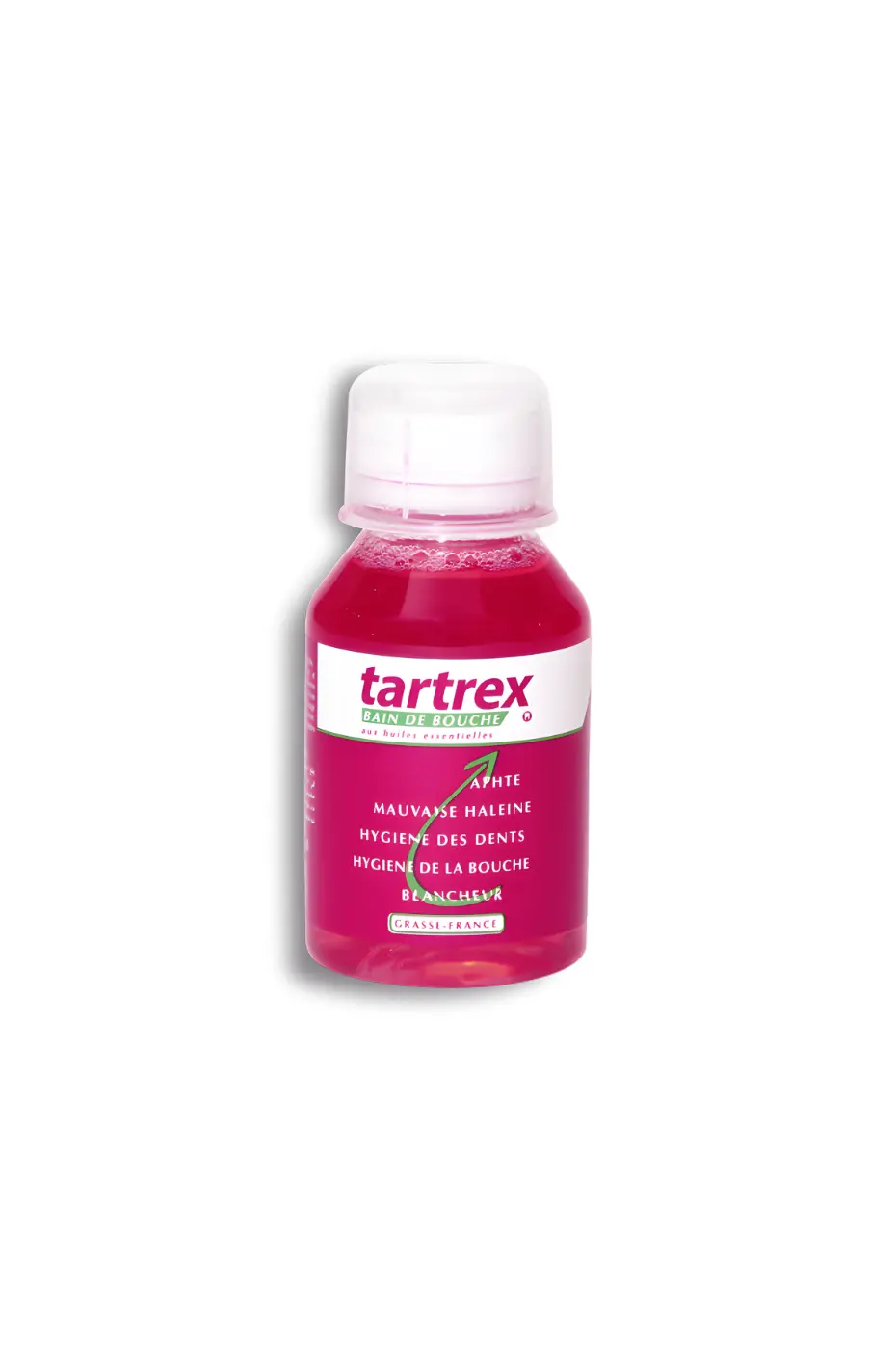 Bain de Bouche Huiles Essentielles Bouteille de bain de bouche Tartrex aux huiles essentielles de 125ml, solution rose contre le tartre et la mauvaise haleine.